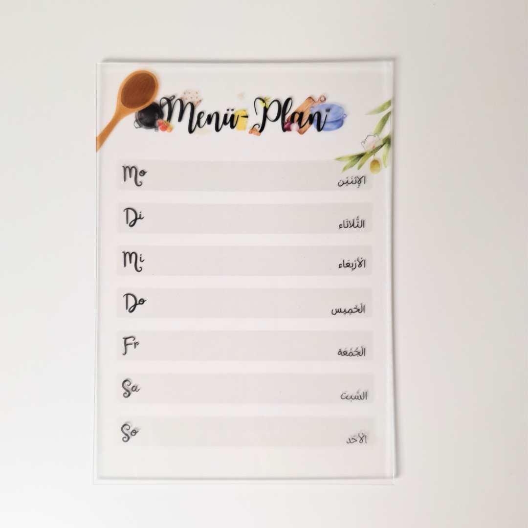 Familien-Essensplaner / Menü-Plan auf Acryl | abwischbar