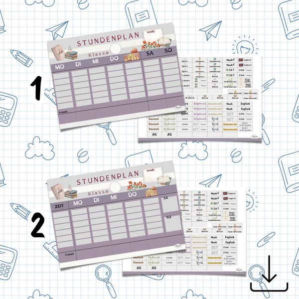 Schule: Islamischer Stundenplan – Digitaler Download (Verschiedene Designs)