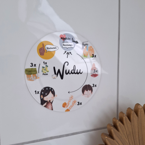 Wudu (Gebetswaschung) für Kinder - Acrylglas ⌀ 16cm