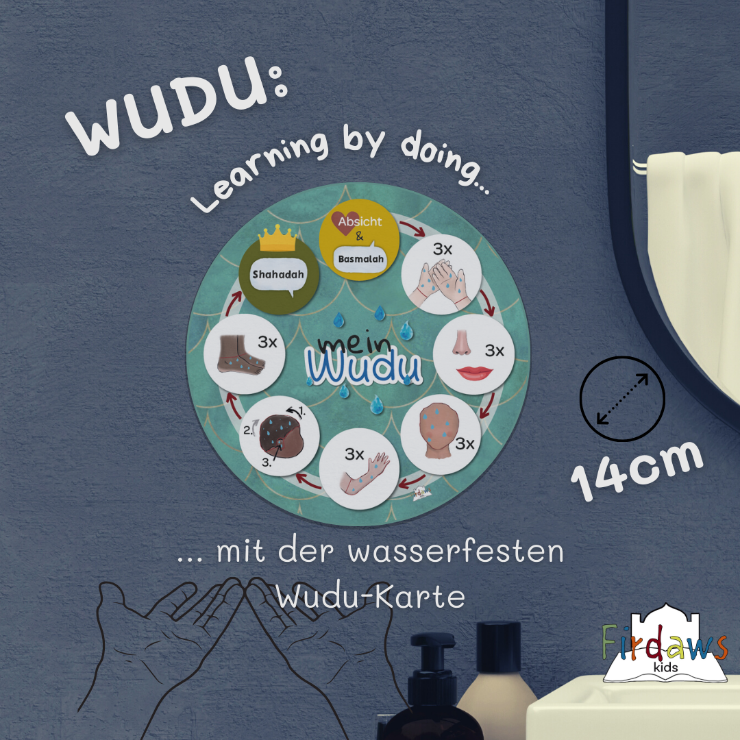 Wasserfeste Lern-Karte "Mein Wudu", rund