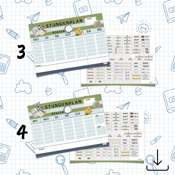 Schule: Islamischer Stundenplan – Digitaler Download (Verschiedene Designs)