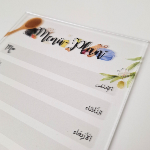 Familien-Essensplaner / Menü-Plan auf Acryl | abwischbar