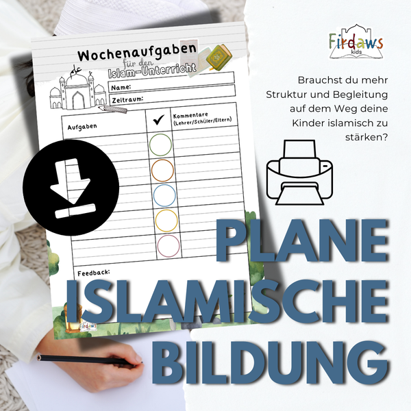 Wochenaufgaben-Planer für den Islam-Unterricht – Struktur & Motivation für muslimische Kinder