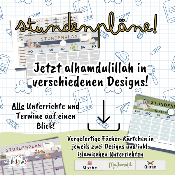 Schule: Islamischer Stundenplan – Digitaler Download (Verschiedene Designs)