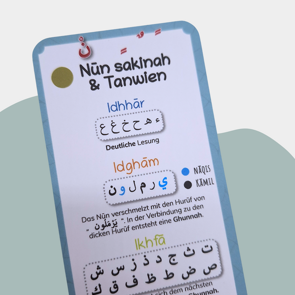 Tajwied Lesezeichen zum Lernen der Regeln zum Lesen des Quran