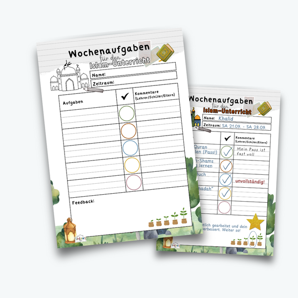 Wochenaufgaben-Planer für den Islam-Unterricht – Struktur & Motivation für muslimische Kinder