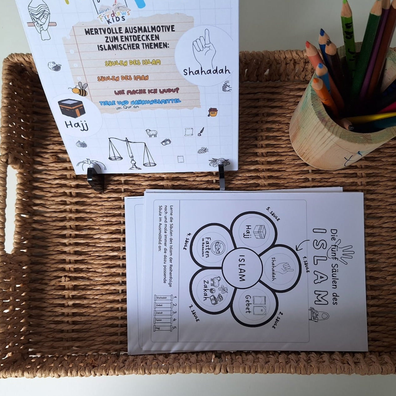 Islam Ausmalheft für Kinder – 5 Säulen, Iman, Wudu & mehr (PDF)